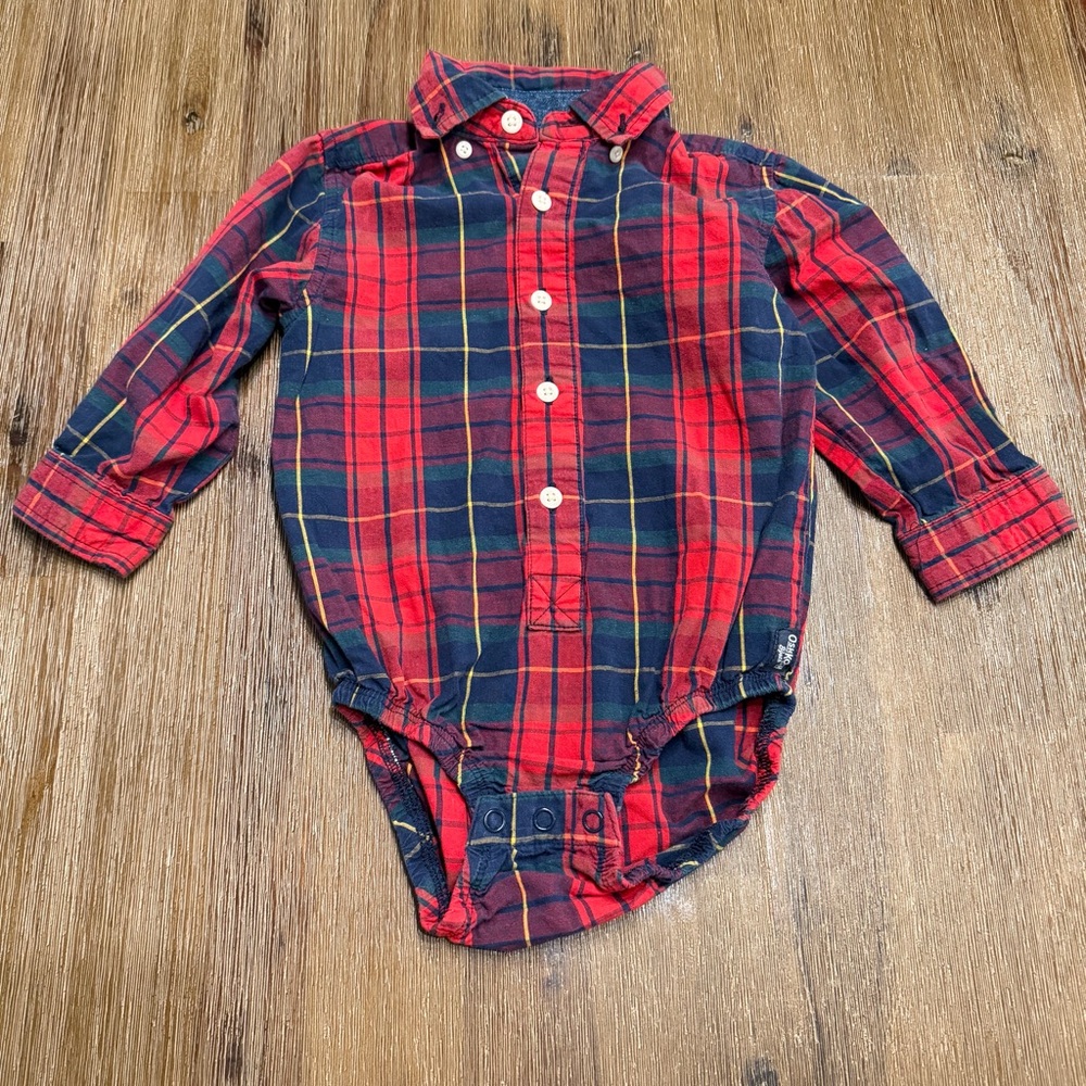 6/20$ OshKosh B'gosh Baby Plaid Bodysuit with Buttons size 24 months